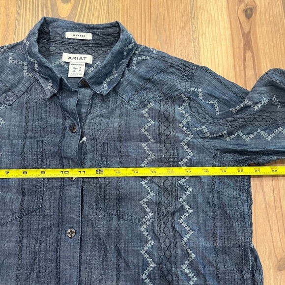 Women's Ariat Blue White Embroidered Western Long Sleeve Shirt Size M,‎ 0030 B 1 - Picture 8 of 12